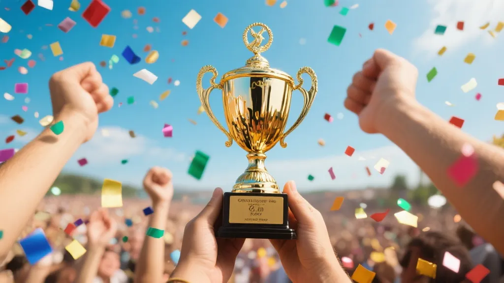 世界杯奖杯与赛场氛围